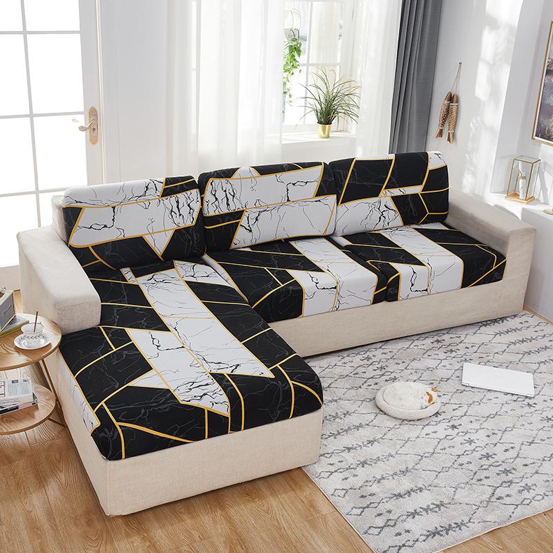 Bedruckter Sofa-Sitzkissenbezug, elastisch, Haustiere, Kinder, Wohnzimmer, Blumenmuster, dehnbar, waschbar, abnehmbarer Schonbezug, Möbelschutz