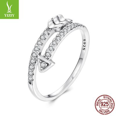 Δαχτυλίδι Βέλος με Ζιργκόν, Κλασικό Σχέδιο Διασυνοριακό Δαχτυλίδι από Ασήμι 925 Κοσμήματα.