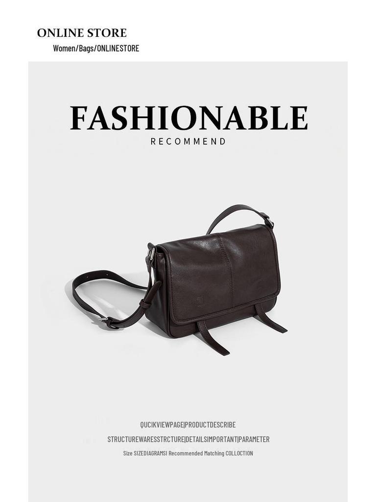 Damen Crossbody-Tasche im Vintage-Stil - Hochwertiges pflanzlich gegerbtes Rindsleder, vielseitige Umhängetasche für 2025