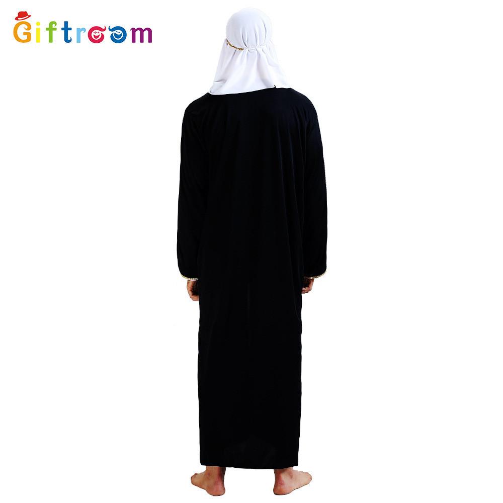 Middle Eastern Majestic Sultan Outfit For Male Dressup Featuring Luxurious Black Polyester