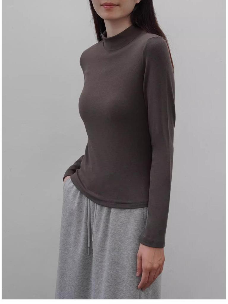 310g Women's Winter Double-Sided Brushed Half-High Collar Long Sleeve Thermal Base Layer Top