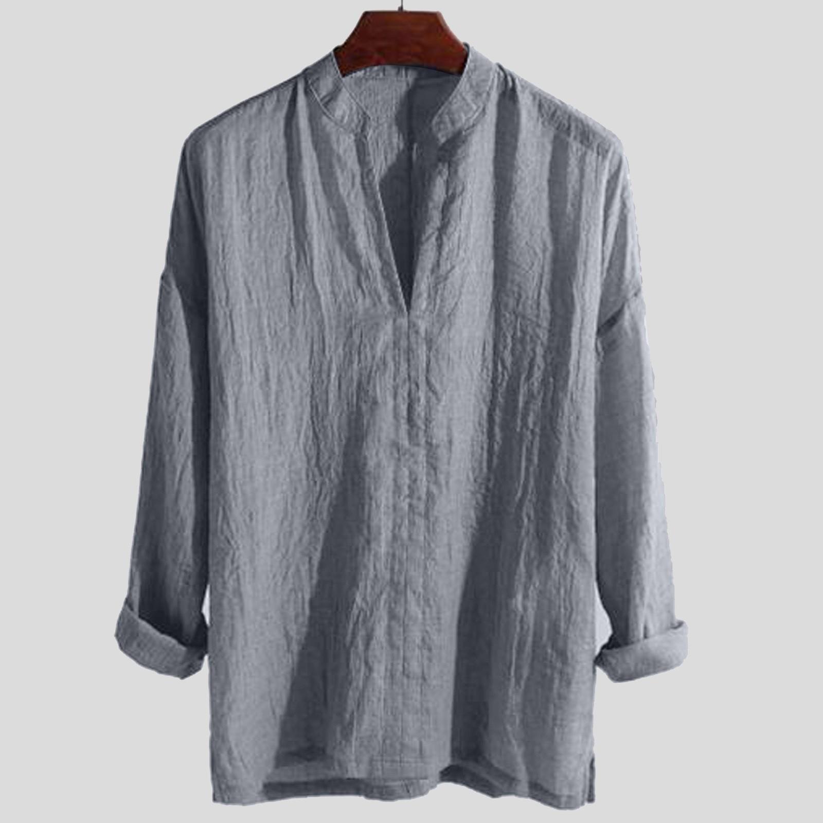 

Мужская мода для отдыха, удобный легкий домашний повседневный однотонный топ с длинными рукавами XL тёмно-синий