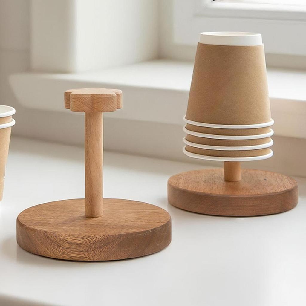 Wooden Cup Storage Rack Creative Round DIY Household Cup Holder For Disposable Paper Cup Counter Desktop Storage Rack