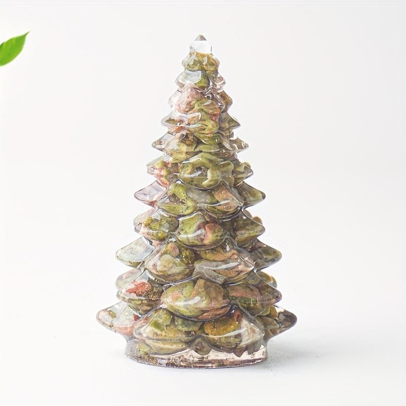 1pc Small Christmas Tree with Natural Crystal Synthetic Gemstone Inside, Lucky and Prosperous Growing Fluorite Bonsai Money Plant