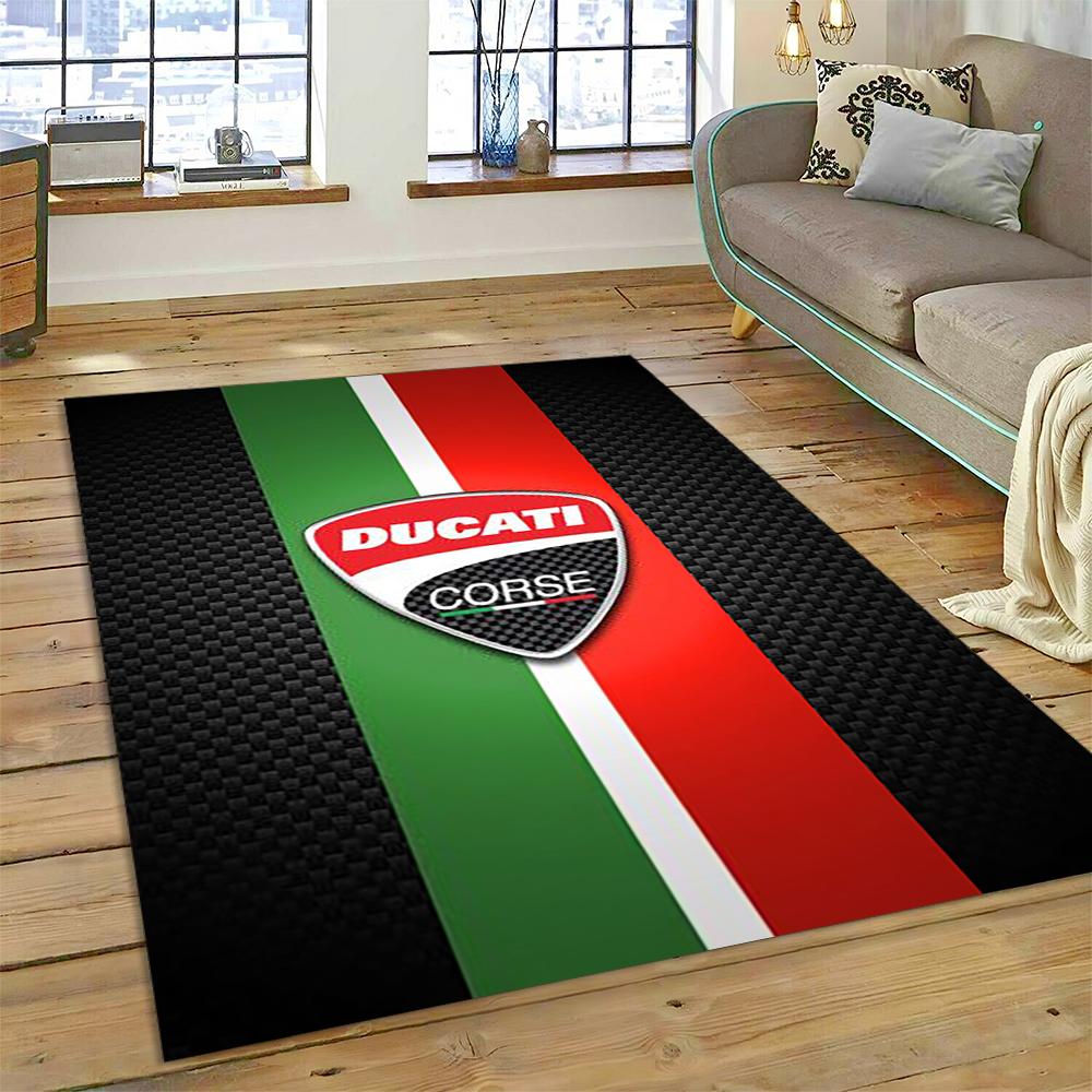 3D Rennmotorrad Schild Teppich für Wohnzimmer Schlafzimmer Zuhause Sofa Dekoration, Kinder Spiel Rutschfeste Bodenmatte Weihnachtsgeschenk