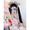 Kawaii Kreslené Tričko Hip Hop Růžové Tričko Přítel Korea Tričko Dlouhý Rukáv Volné Pruhované Tričko Streetwear Podzimní Topy Dívka