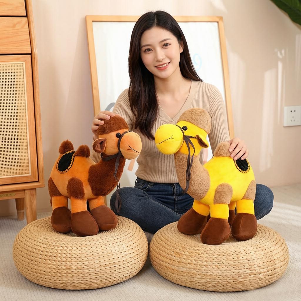 30cm 3 Colors Camel Plush Toy Stuffed Two-humped Brown White Yellow Desert Animal Simulation Doll Man Gift
