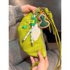 Green PU Leather Horn Bag Women's 2025 New Light Luxury Niche High-end Commuting Shoulder Crossbody Dumpling Bag