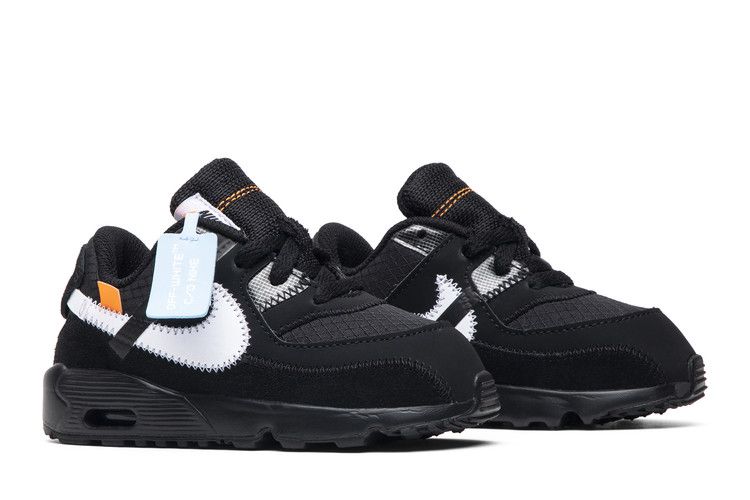 Kids' Sneakers Nike Air Max 90 Off-White Black (TD) Black/White-Cone-Black