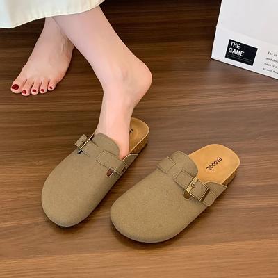 2024 New Fashion Versatile Round Toe Flat Bottom Comfortable Buckle Decorative Women's Slippers Flat Heel Hot Sale Zapatos