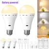 Rechargeable E26 Light Bulb with Remote Control and Three-Color Dimming for Wall and Table Lamps, No Power Source Required.