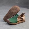Johnature Genuine Leather Mixed Colors Sandals Round Toe Hollow Retro Style Women's Shoes