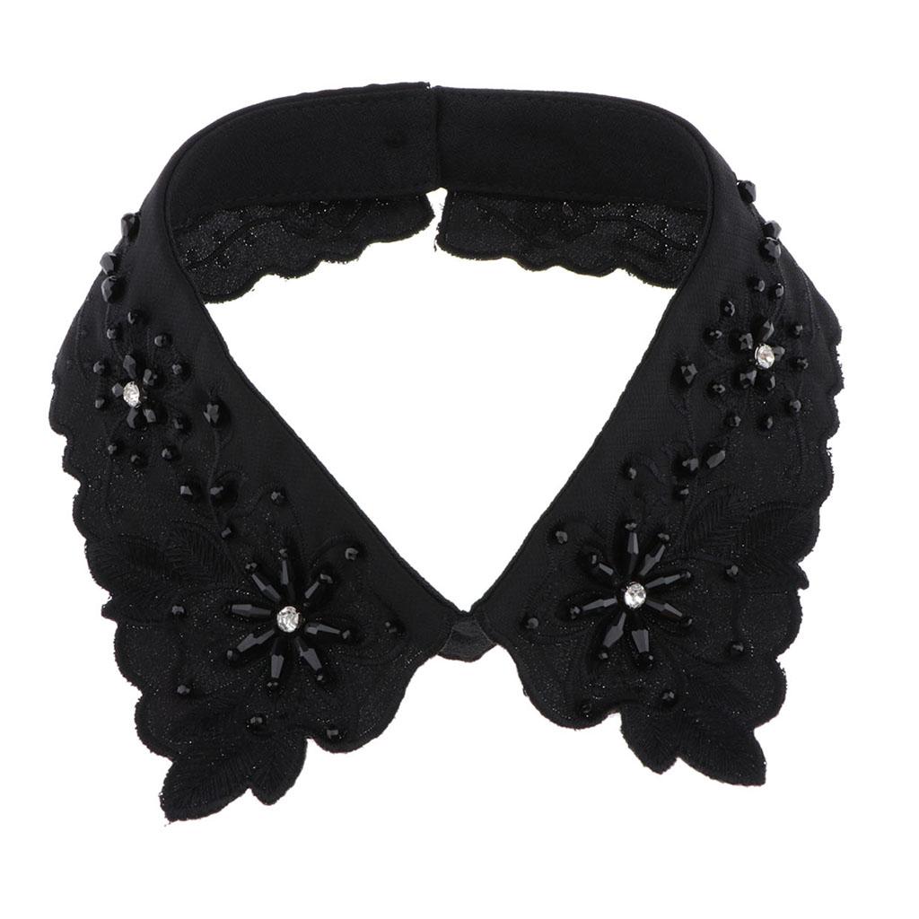Women Rhinestone Faux Collar Detachable Necklace Shirt Accessories Lightweight Crystal Flower for Garment Decoration