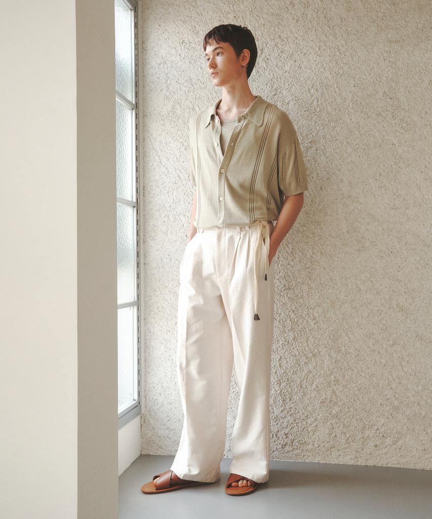 KNITTED Linen Sci-Fi Knit Shirt Sage Green