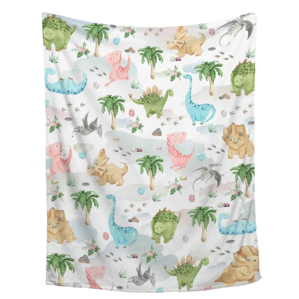 Cartoon Dinosaur Series Printed Blanket for Sofa Travel Camping Living Room Office Conditioning Blanket for All Seasons Gifts