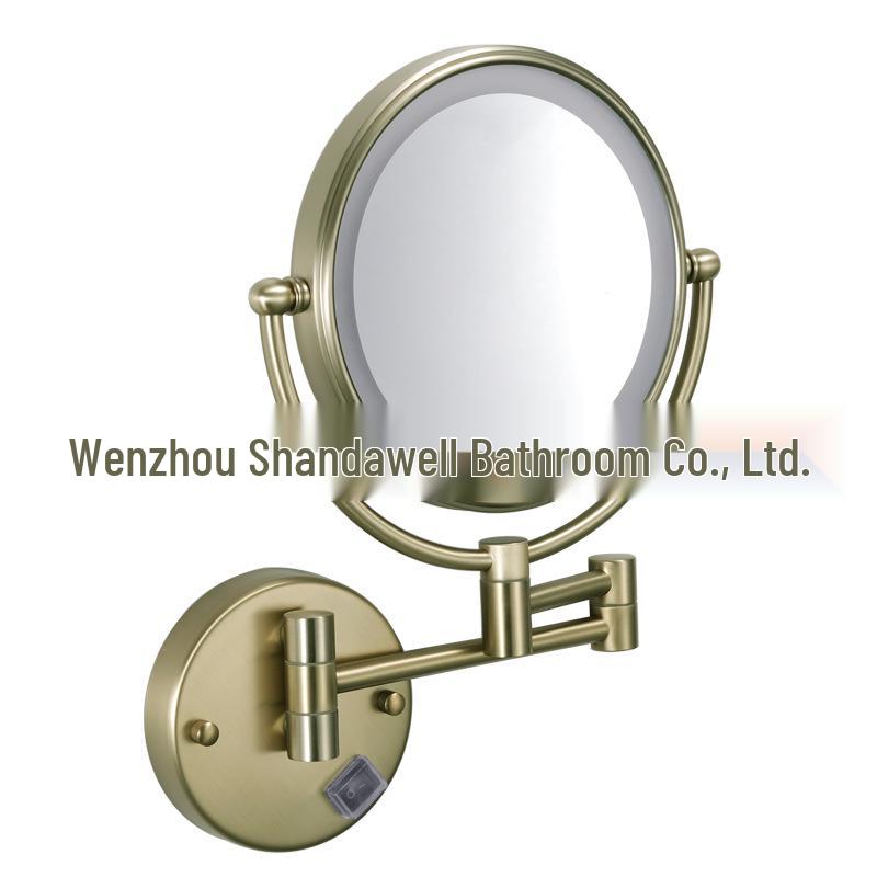 LED Bathroom Vanity Mirror with Folding Makeup Light - Wall-Mounted for Home & Hotel Use