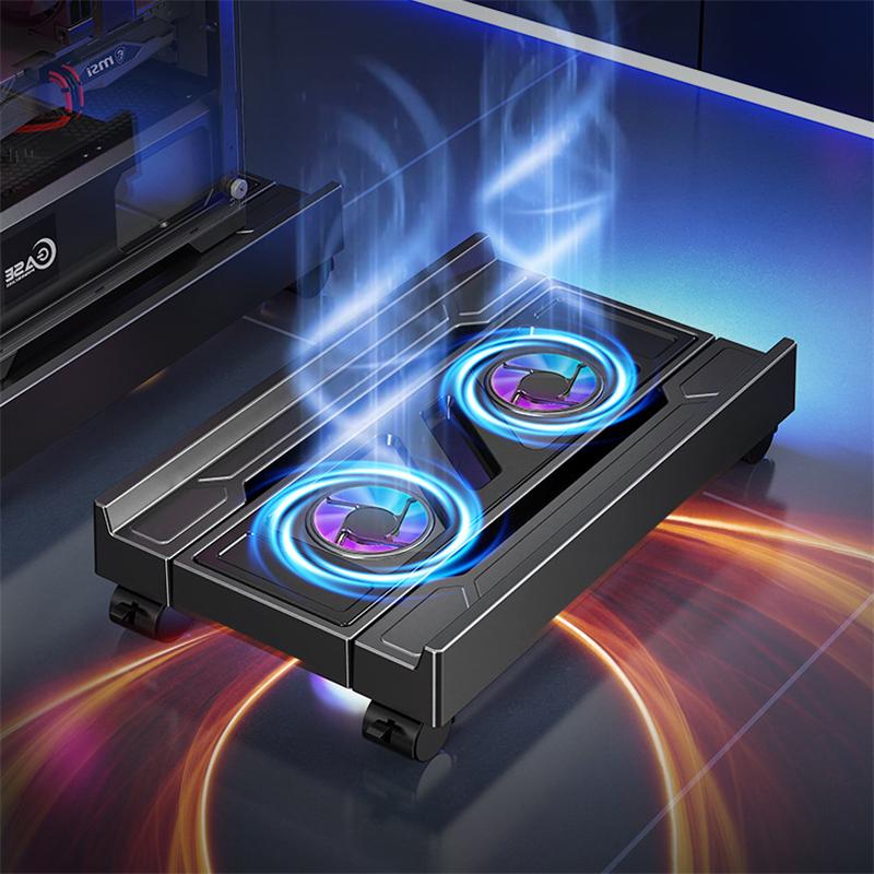 BEISHI Adjustable Computer CPU Holder with RGB Cooling Fan Heat Dissipation Heat Dissipation Mobile PC Tower Stand for Gamers