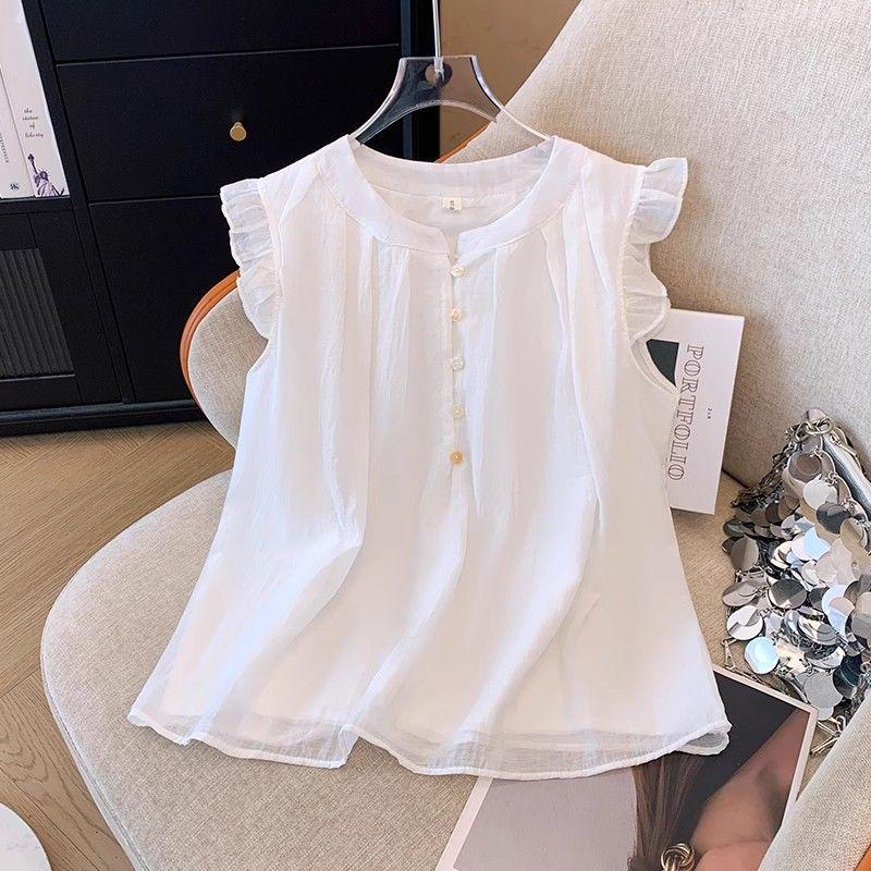 French Ruffle Flutter Sleeve Slimming Shirt for Women - 2026 Summer Sweet Doll Top