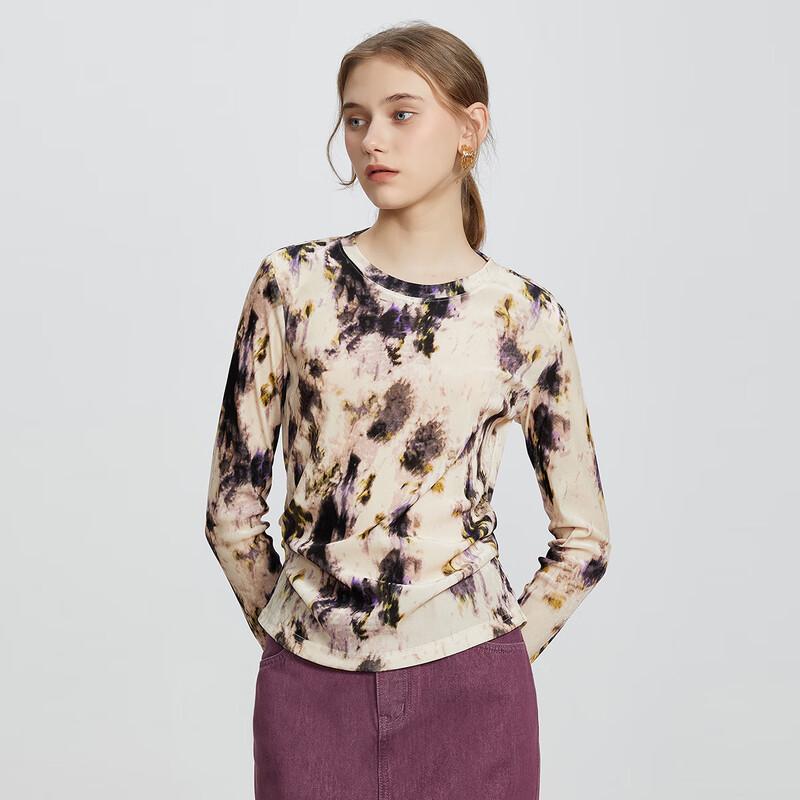 Tato Women's Iridescent Purple Round Neck Long Sleeve Knit Top