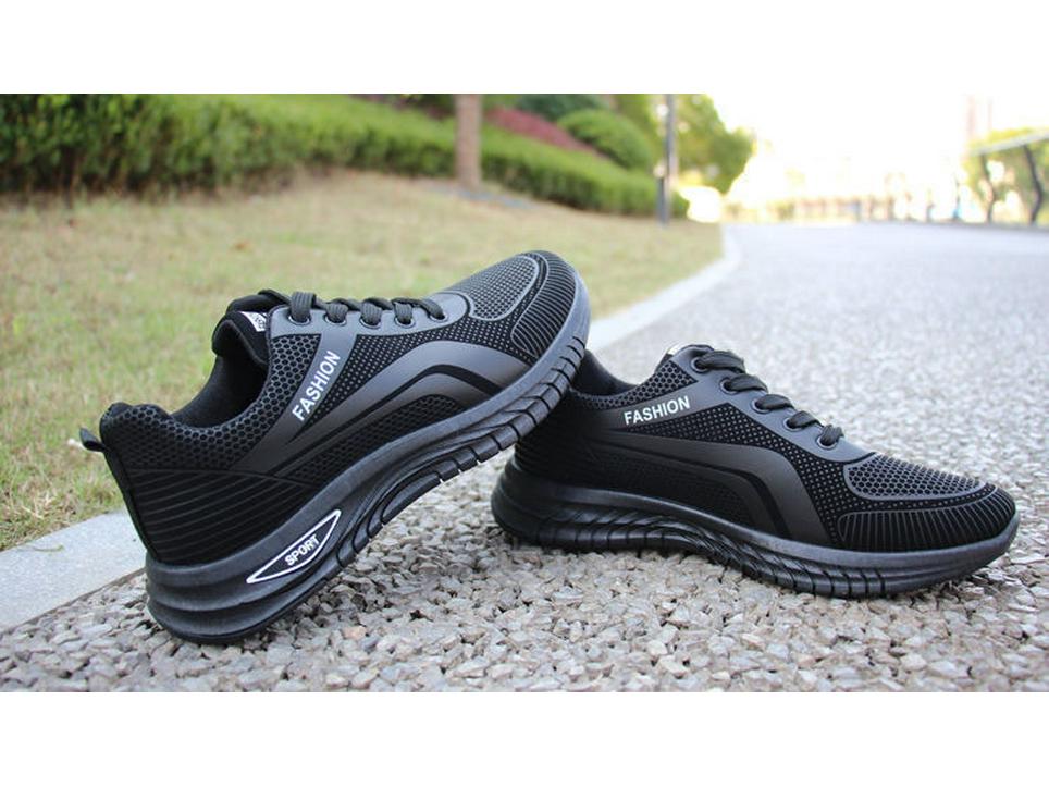 Men's Waterproof Black Leather Sneakers - Thick-Soled, Non-Slip, Soft Sole, Wear-Resistant, Versatile Casual Running Shoes