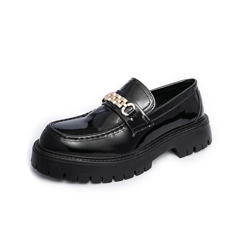 

Men Shoes Loafers Fashion Casual Thick Sole Chain Decor Slip On Shoes 46