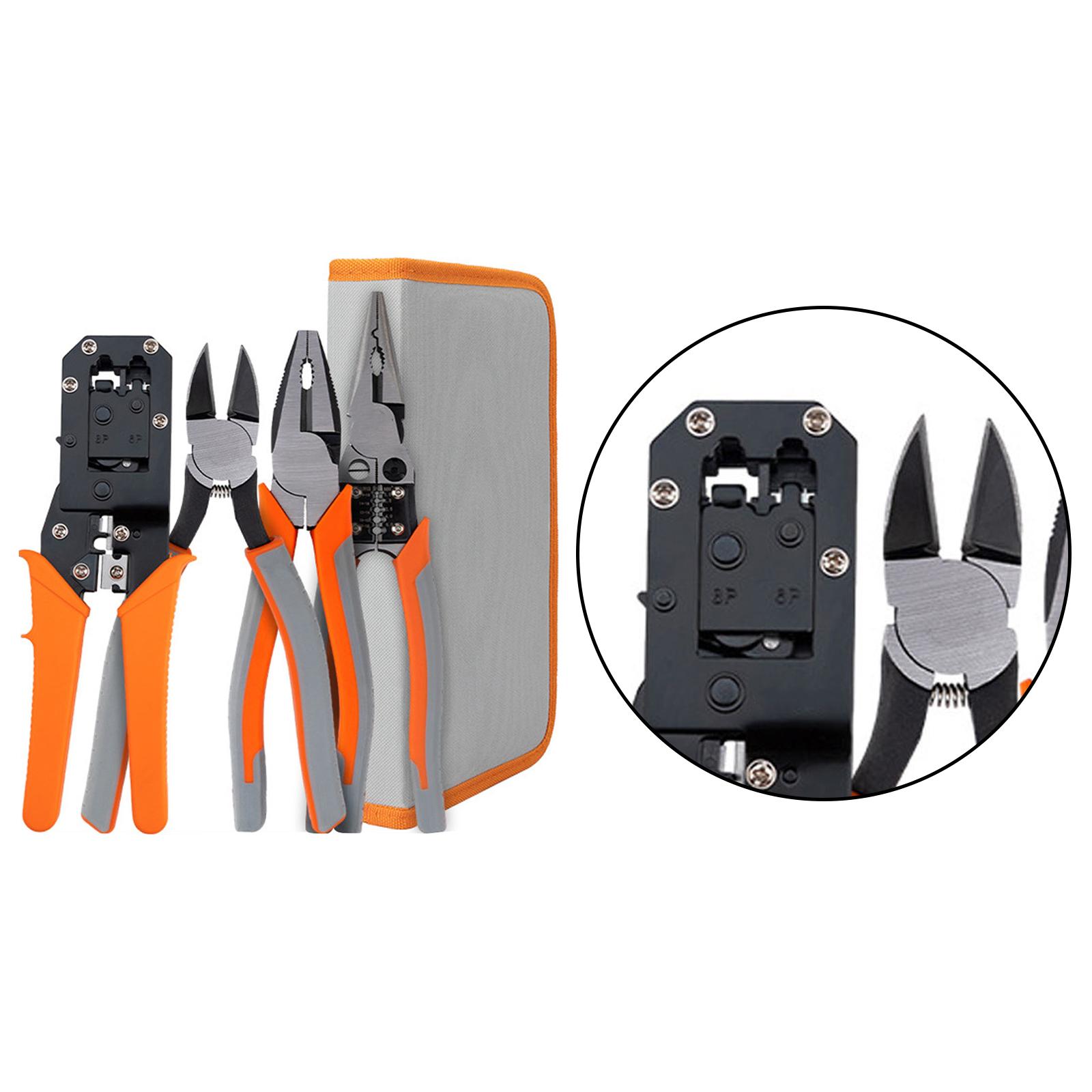 

Универсальный набор инструментов для электромонтажных работ включает в себя магнитные клещи для зачистки проводов, щипцы для зачистки проводов, отвертки в сумке для инструментов 5