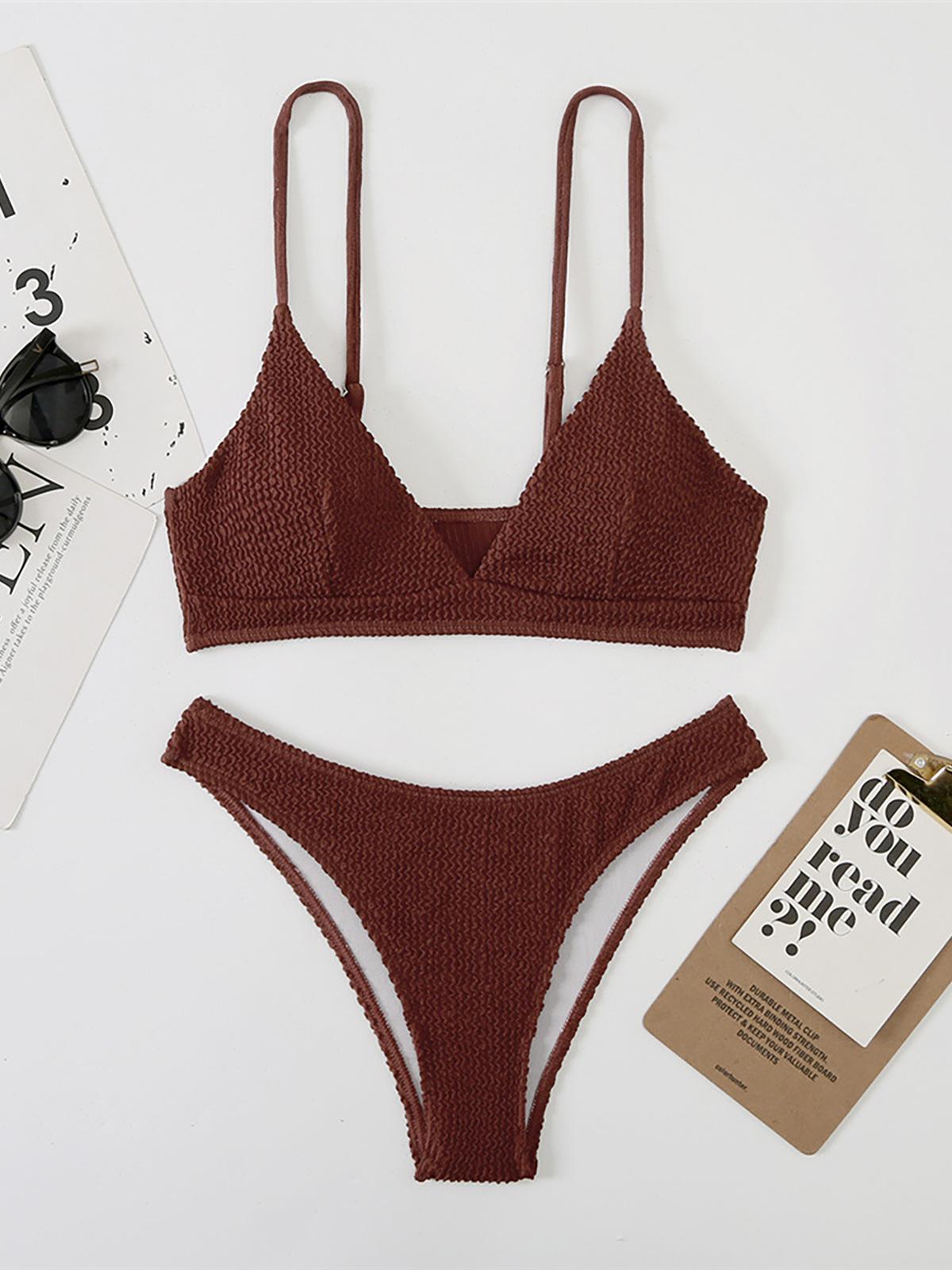 

Мода Сексуальный 6 Цветов Морщинистый Смятый Бикини Женский Купальник Женский Купальник Из Двух Частей Бикини Комплект Купальщица Купальный Костюм Купальник Леди S кофейный