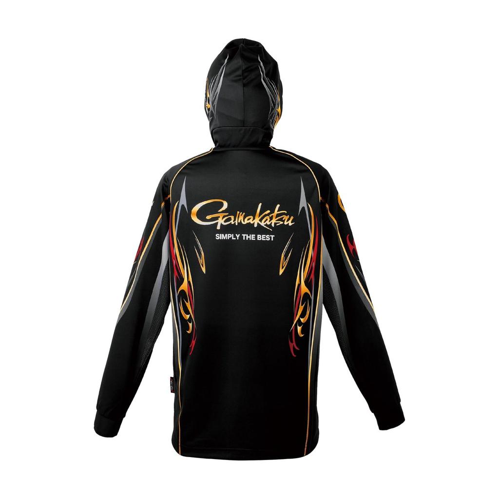 Gamakatsu 2WAY Print Zip Shirt Hoodie Black 7L Size GM3816 UV Protection Quick Dry Fishing Apparel