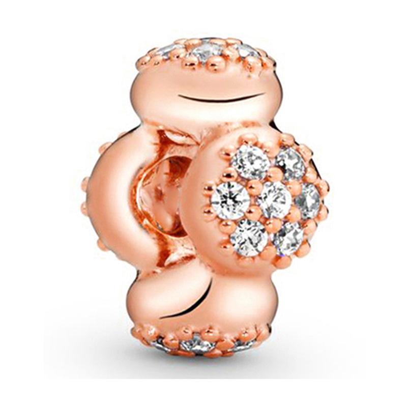 Rose Gold Large Hole Loose Beads Pendant For DIY Pulsera Necklace Accessories Women Fine Jewelry Gifts