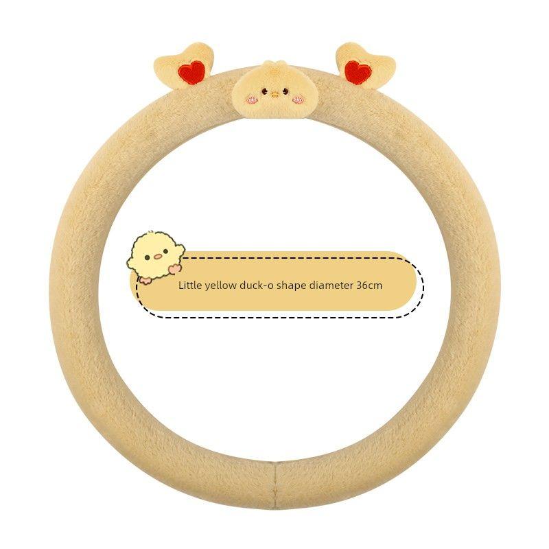 

Car Steering Wheel Cover Winter Plush High-End D-Shaped Winter Warm Anti-Slip Unisex Cute Steering Wheel Cover Little Yellow Duck Round Diameter 36cm