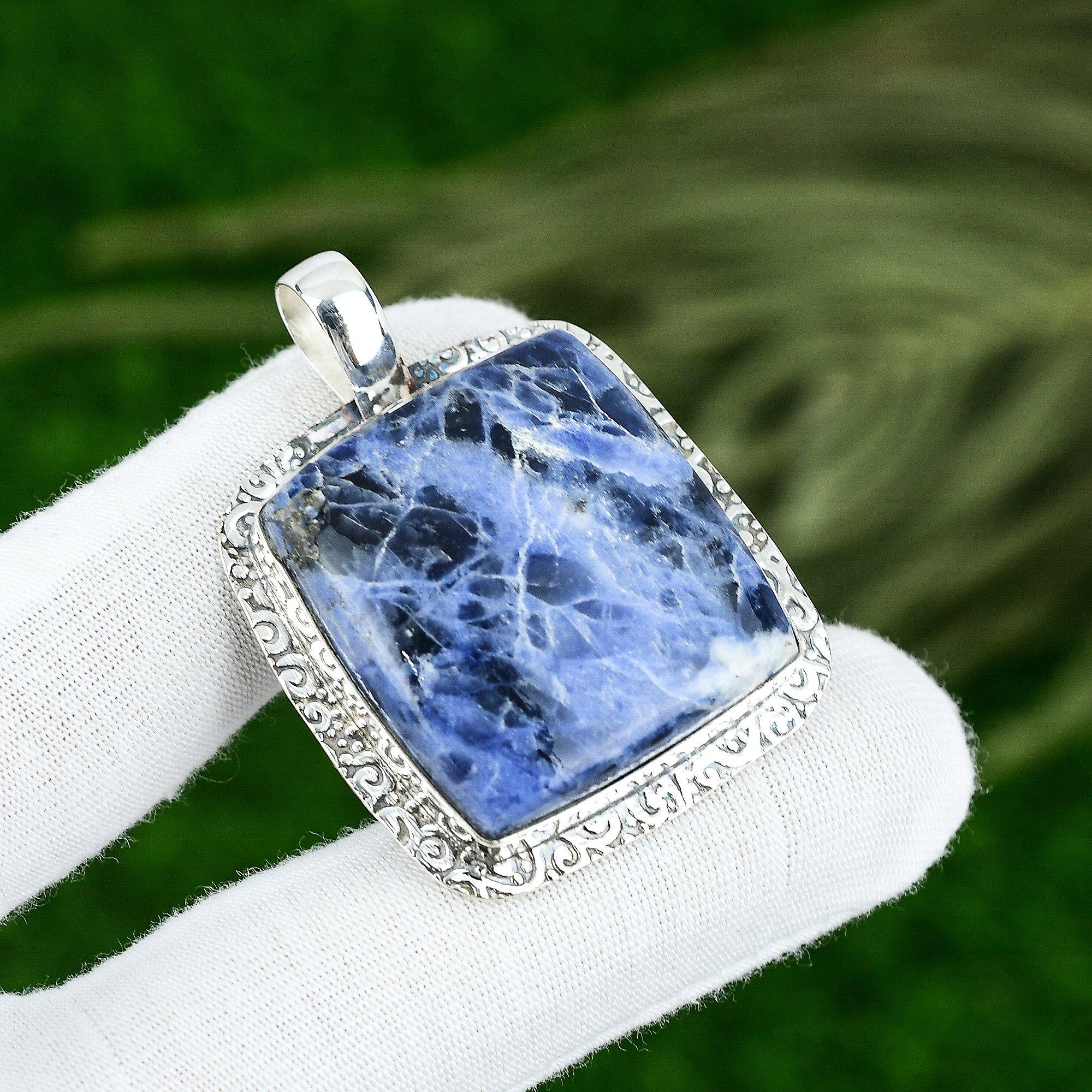 

Серебро 925 пробы Содалит Камень Чакра Третьего Глаза Юбилей Новый Кулон Ювелирное Изделие