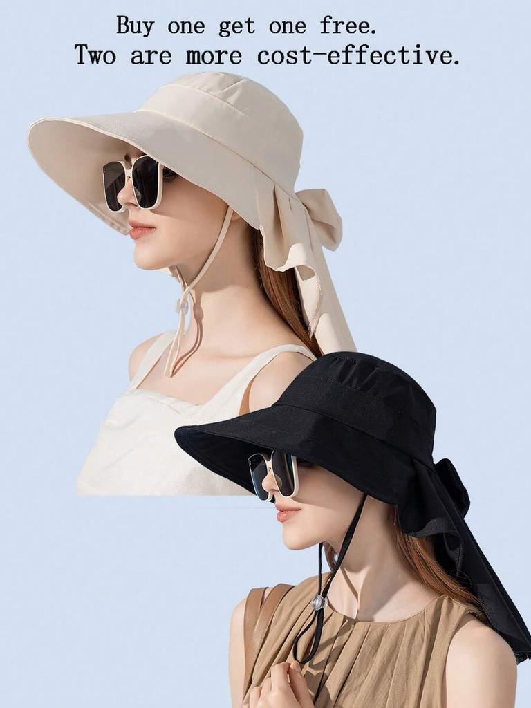 Womens Wide Brim Sun Hat With Ponytail Hole Korean Fashion Outdoor Beach Hat