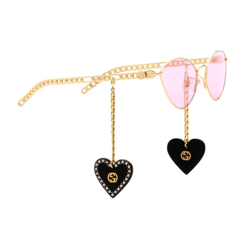 GUCCI Heart Pendant Cat's Eye Sunglasses Pink