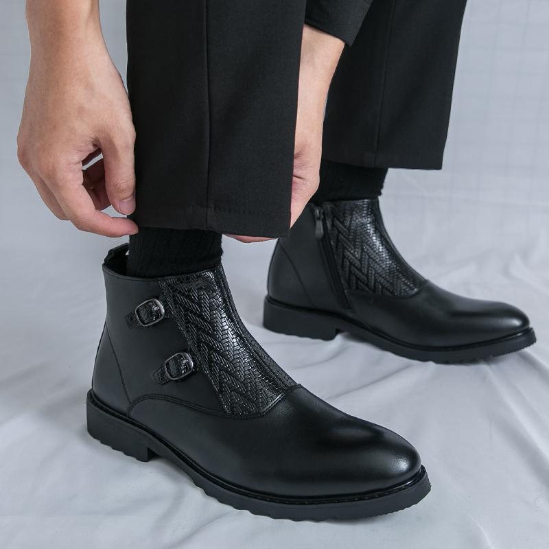 Men’s High Boots Dress Formal Retro Brown Ankle Boots Black Tuxedo Wedding Shoes Plus Size