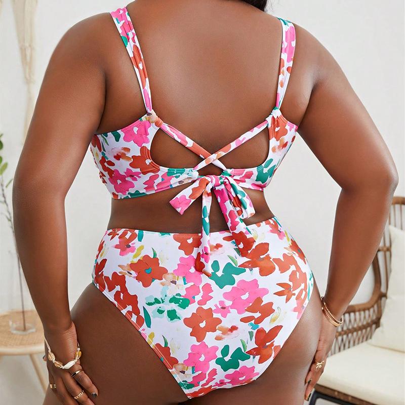 2025 Plus Size Print Sling Swimsuit - Women's Beach Bikini