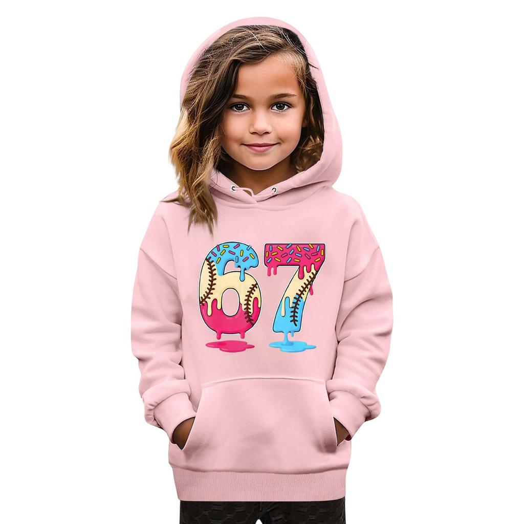 Kinder Mode Bedruckter Pullover Lässig Langarm Rundhals Kapuzenpullover Top