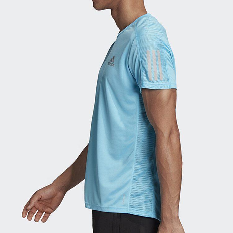 adidas T Shirts Men's Teal/Dark Silver Gray Crew Neck Moderate Straight Fit FT1429
