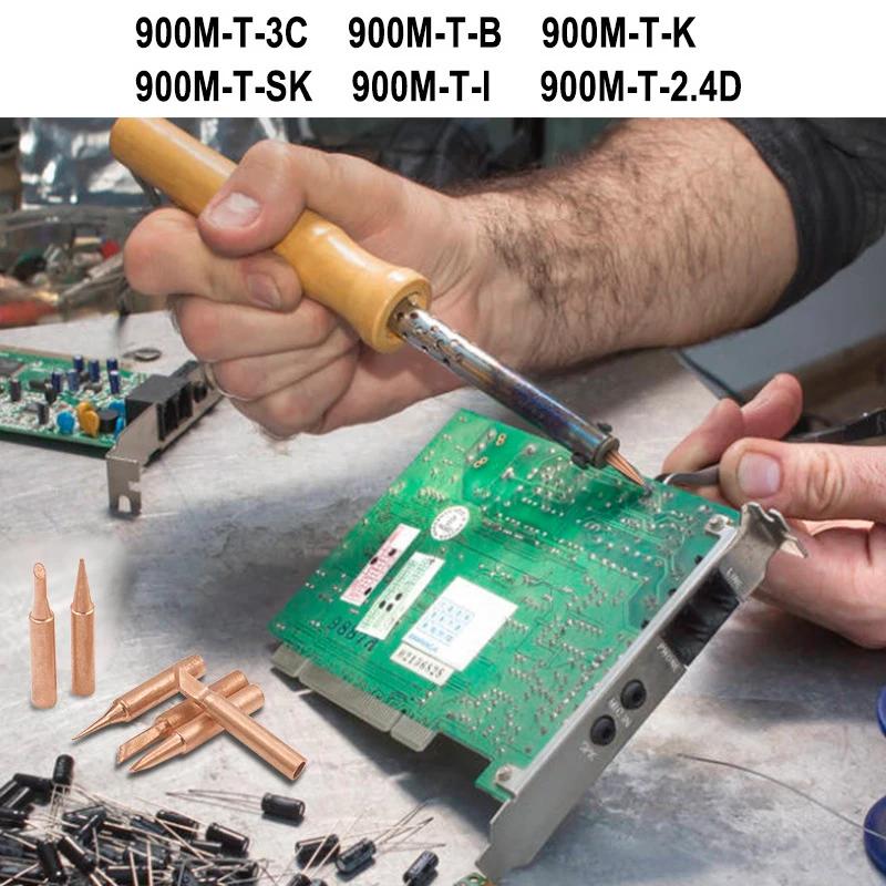 1 sada pájecích hrotů z čisté mědi 900M Bezolovnatá pájecí hlava Ruční elektronický nástroj pro pájecí stanice 936 937 969 8586 852D