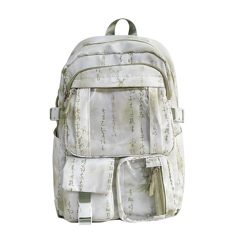 Schoolbag New Chinese Style Transparent Student School Bag Women's Large Capacity Casual Backpack Personalized Versatile Travel Computer Backpack