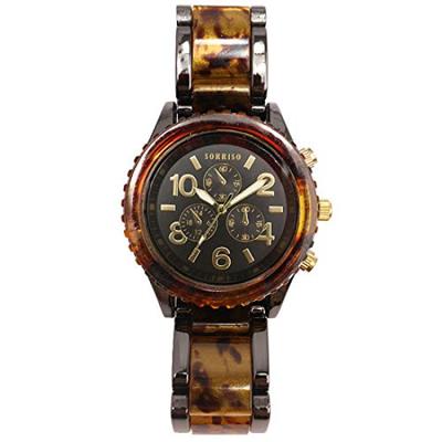 Authentic SORRISO Citizen Miyota Movement Tortoiseshell Faux Dial Watch Watch SRHI14-BLK Men's