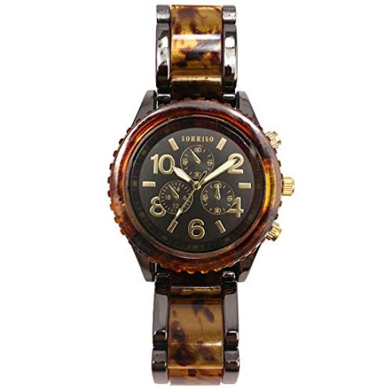 

Authentic SORRISO Citizen Miyota Movement Tortoiseshell Faux Dial Watch Watch SRHI14-BLK Men s