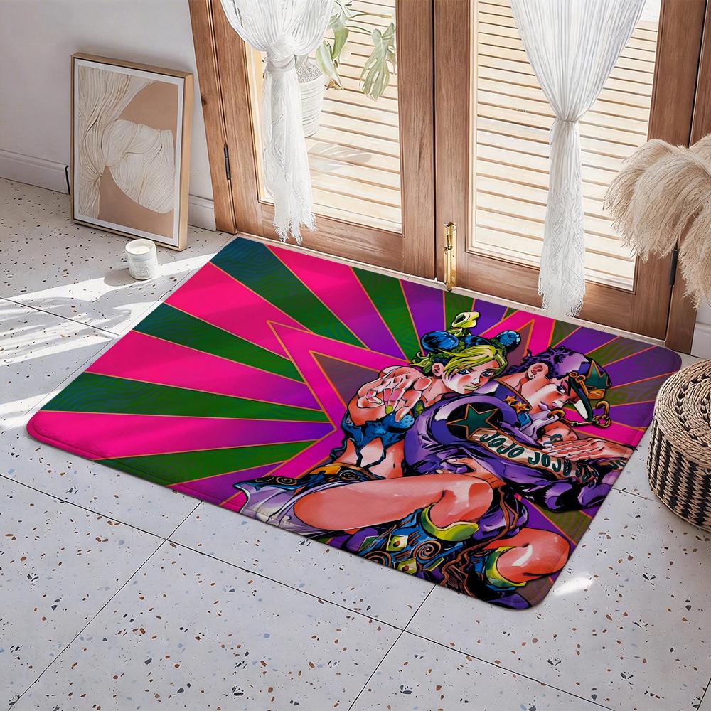 Anime J JoJo's Bizarre A Adventure Podložka k dveřím Ekologická Flanelová Rohožka Protiskluzová Bez zápachu Vnitřní Kobereček Měkký Krátký Plyš Domácí Podložka