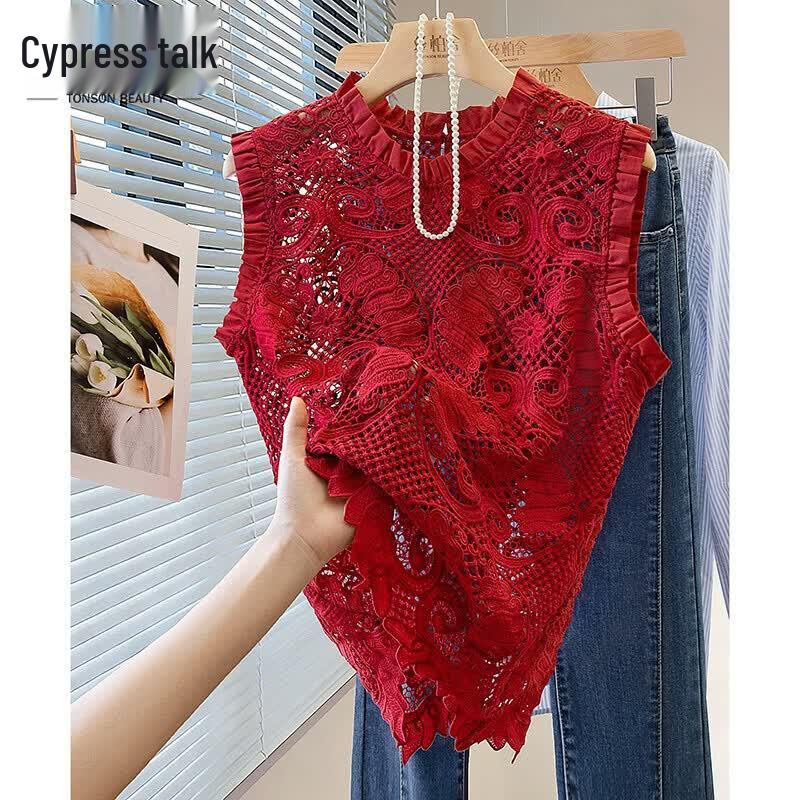 Women s Cutout Lace Sleeveless Top L