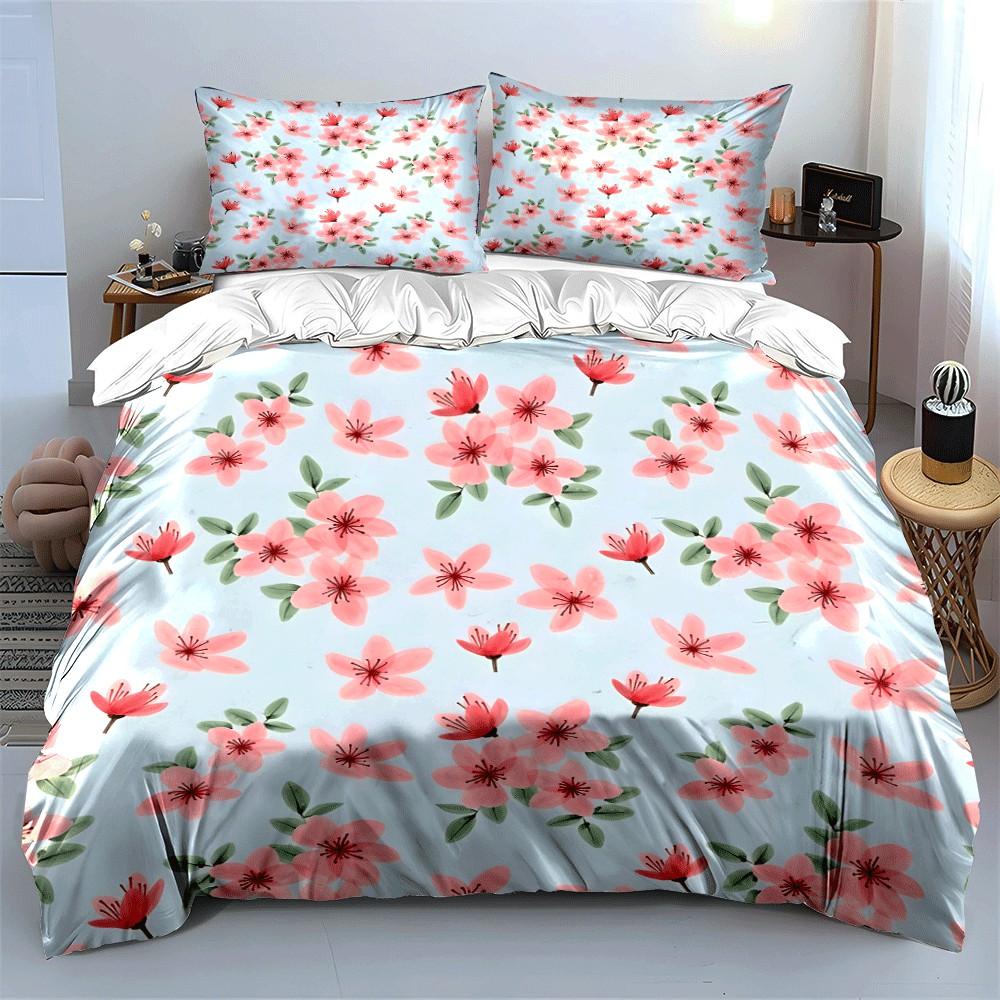 Floral Themed Three-Piece Set Exquisite Three-Piece Bedding Set Gift For Kids And Adults