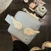 Mini Size Makeup Bag for Women with Handle Wings Patchwork Portable Instant Camera Bag Multi-Purpose Star Pattern