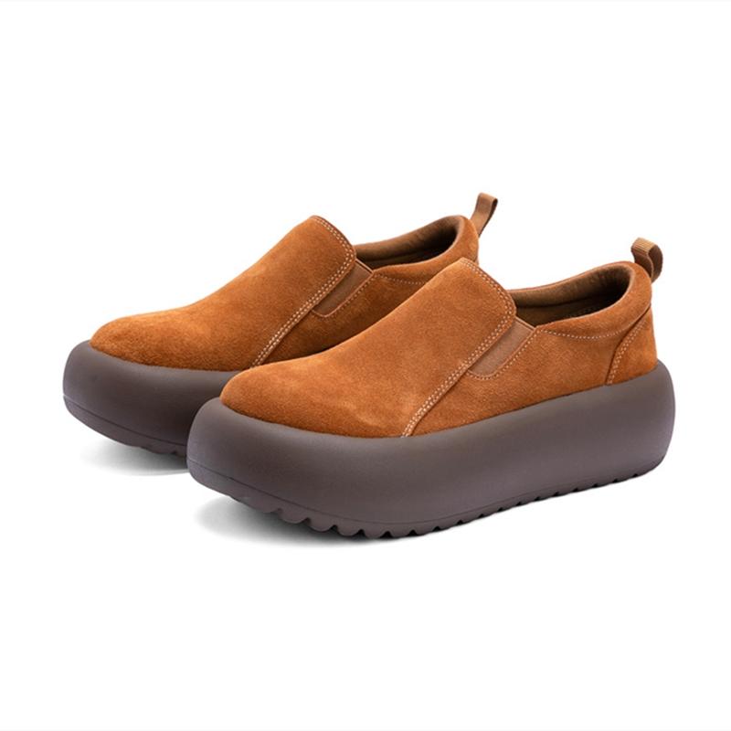 

Модные женские лоферы AIYUQI из натуральной кожи, новинка 2025 года, эластичные слипоны на платформе, женские ретро-кроссовки большого размера для женщин 42 хаки