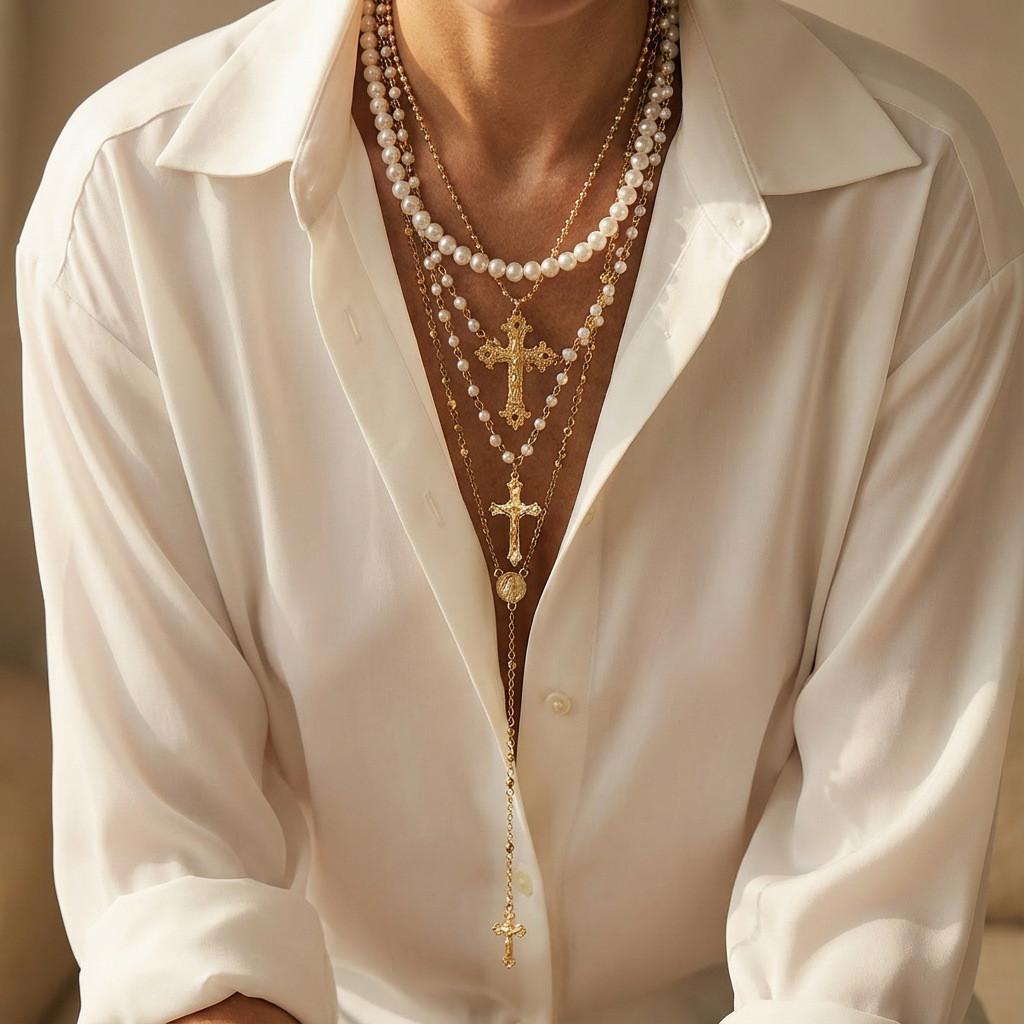 Collier Pendentif Croix Géométrique Avec Chaîne en Alliage Pour Mode Unisexe Tendance