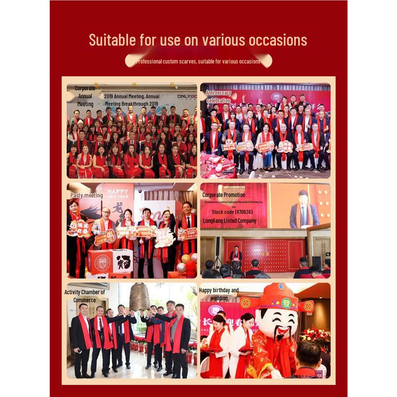 Custom Embroidered Red Scarf: Thick Neck Warmer for Autumn/Winter Team Gatherings
