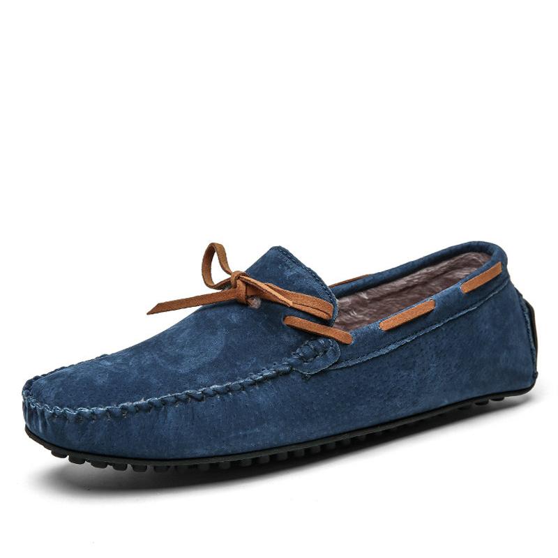 Genuine Leather Warm Loafers Men Shoes Slip-on Driving Flats Men Casual Walking Shoes Moccasins Soft Sole Lazy Shoes Size 38~49