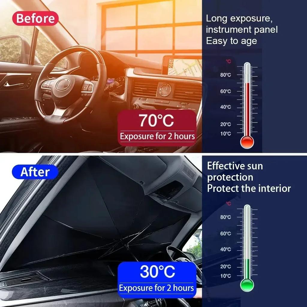 Car Sunshade Umbrella Window Sun Curtain Sunscreen Heat Insulation Windshield Glass Cover Interior Front Windshield For Vehicles